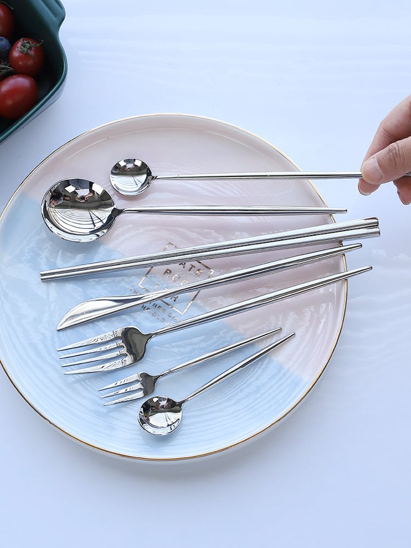 Nordic Style 304 Stainless Steel Western Flatware Set - Knife Fork Spoon Chopsticks