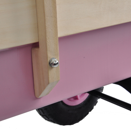 All Terrain Garden Wagon with Wood Railing and Air Tires for Outdoor Use