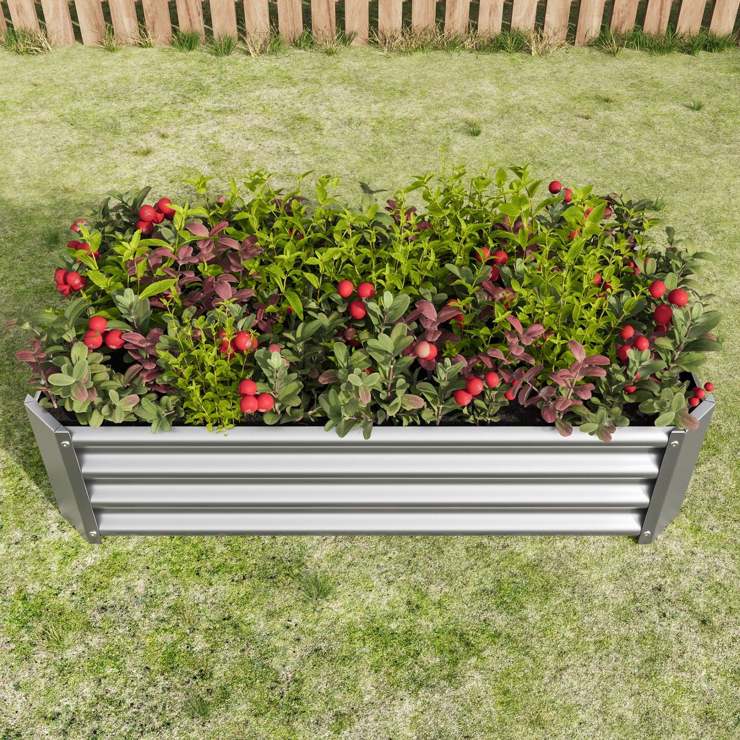 Metal Raised Garden Bed - 2PCS Silver 4ft x 2ft x 1ft Planter