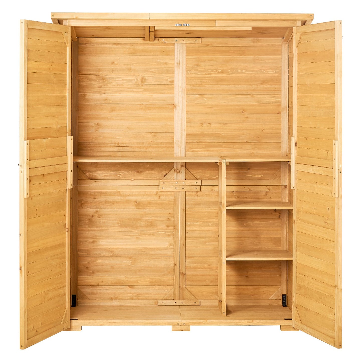 Waterproof Outdoor Wooden Storage Shed - Khaki, 55x67.5 Inch
