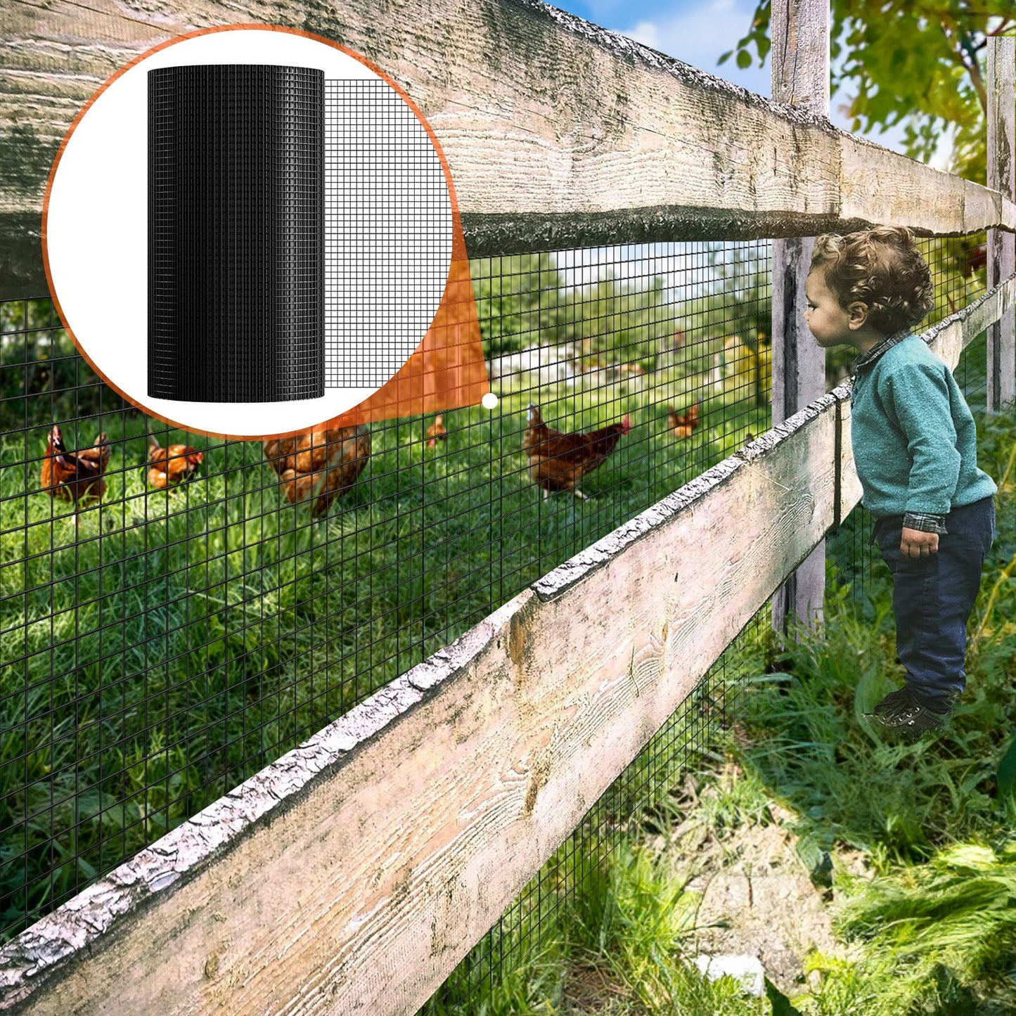 Galvanized Wire Mesh Roll 24x100 Inches for Chicken Coop Fencing Rabbit Enclosures