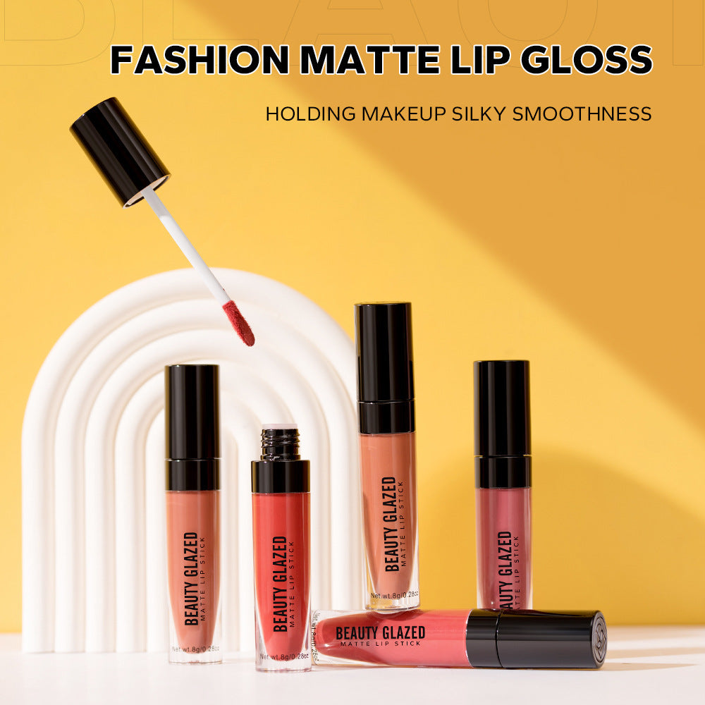 Large Capacity Waterproof Non-Stick Lipstick - 8ml Velvet Matte Lip Gloss for Dry Skin