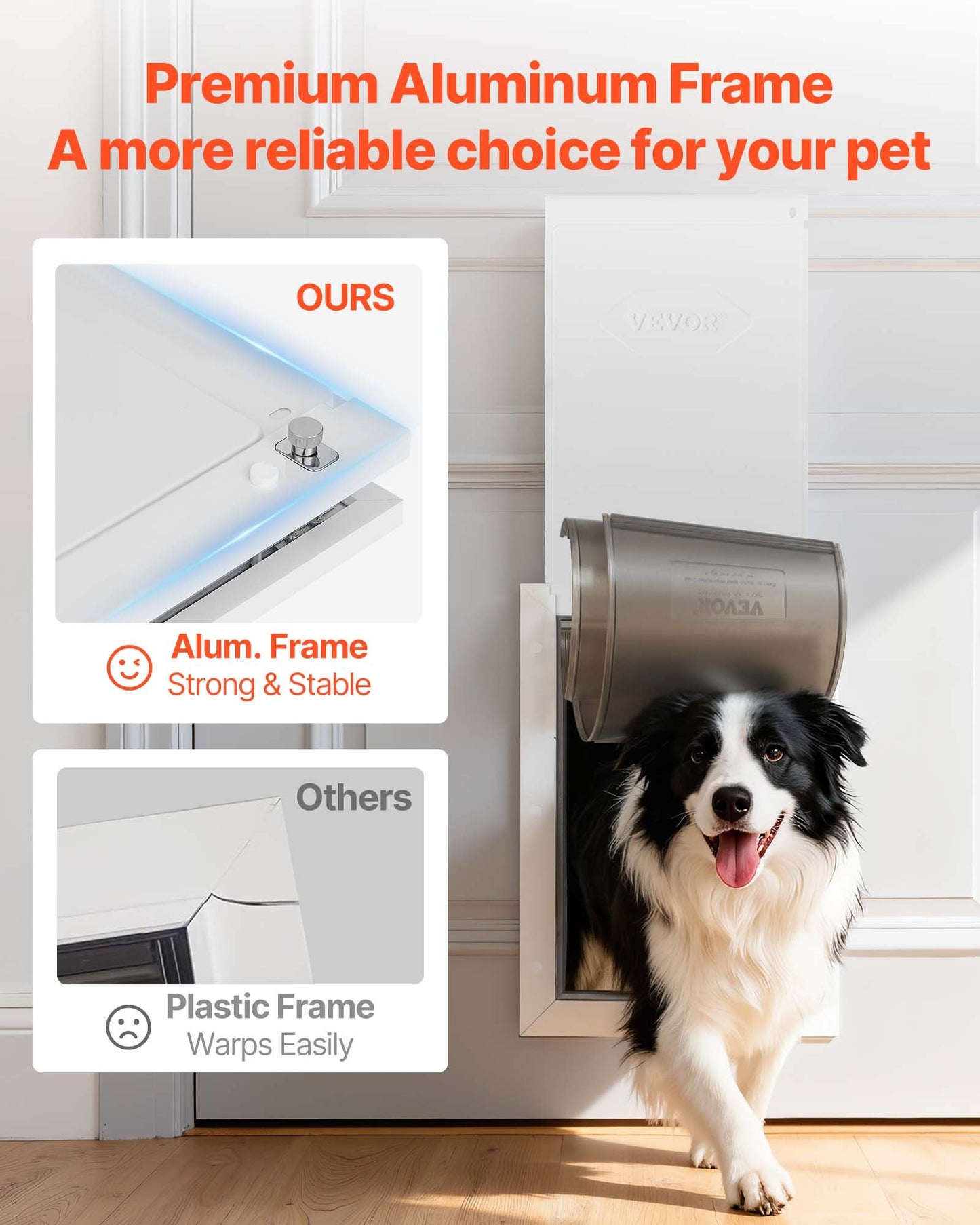 Large Pet Door with Double Magnetic Flaps Metal Frame Weatherproof Dog Door for Indoor & Outdoor Use