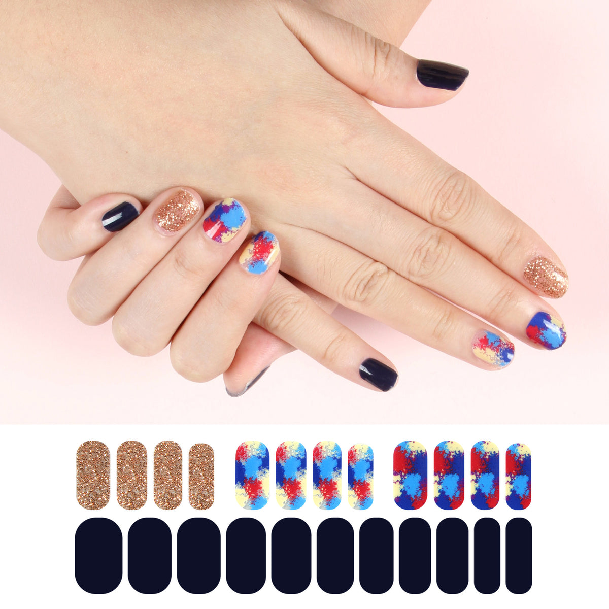 Waterproof Nail Stickers Set - Assorted Designs for Nail Art & Decoration
