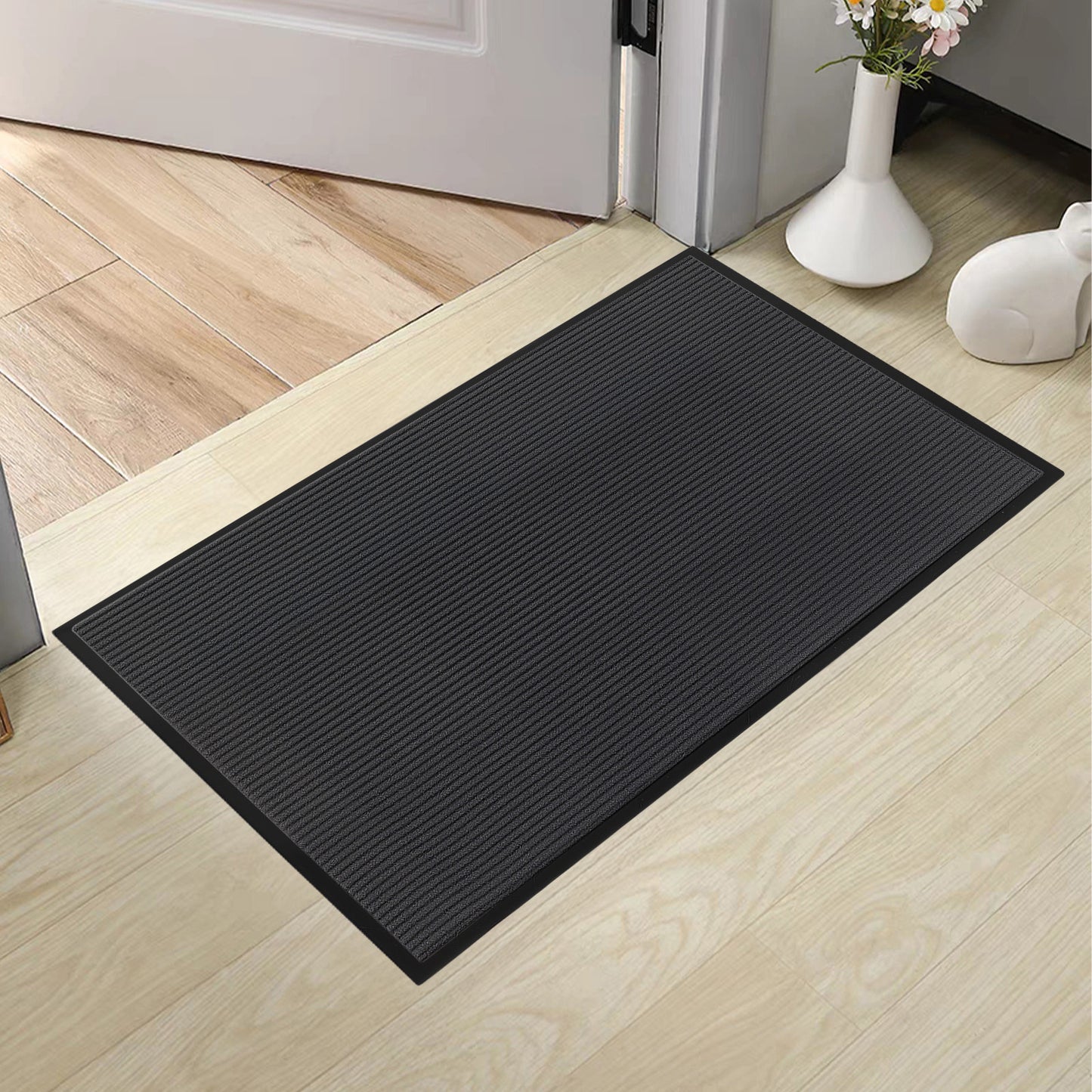 Heavy-Duty Dark Gray PVC Composite Entrance Mat - 90x120cm