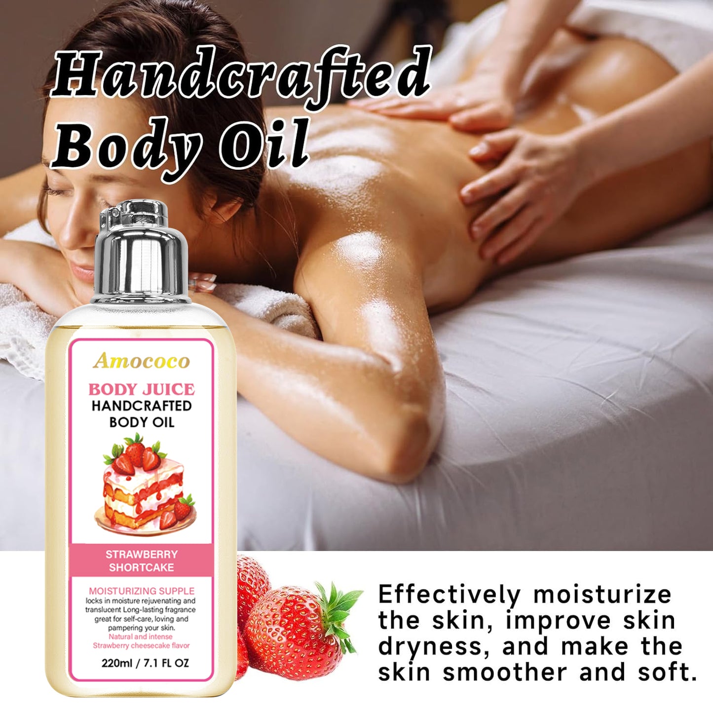 Strawberry Shortcake Body Oil - 440ml Moisturizing & Hydrating Skin Care