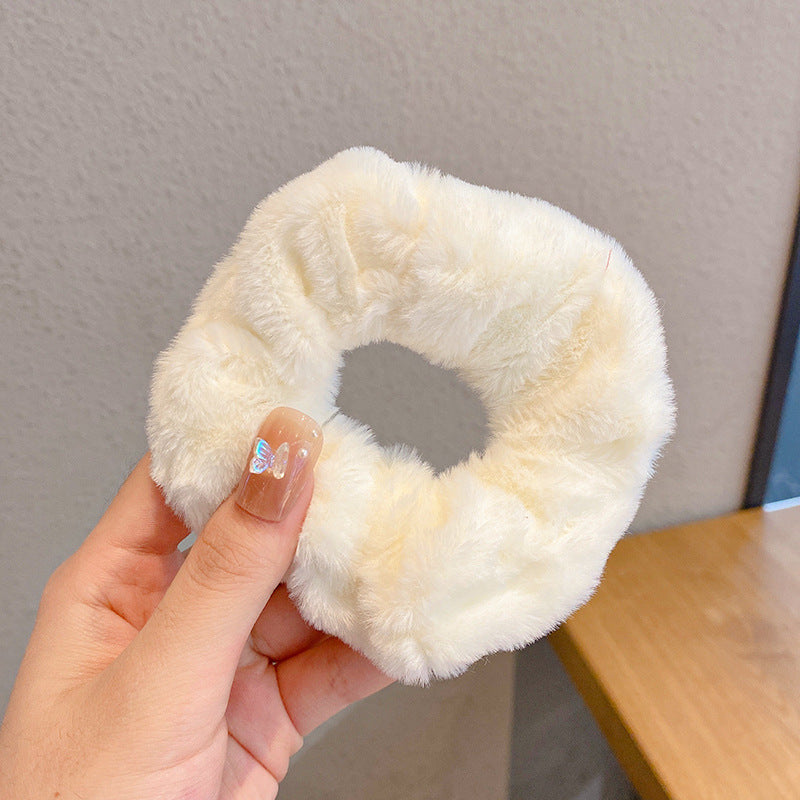 Winter Plush Pork Intestine Hair Ring - Colorful Hair Accessory for Women