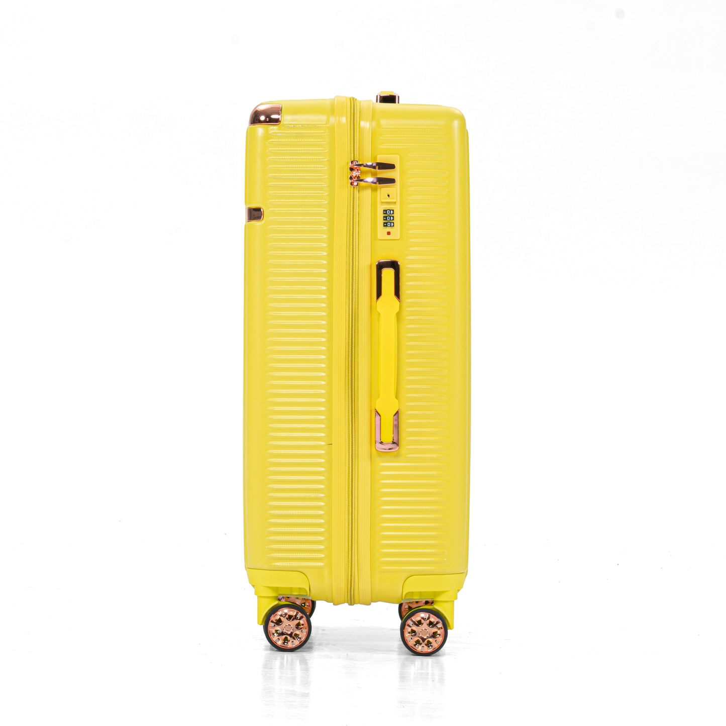 4-Piece Yellow Hard Luggage Set with 360° Rotating Wheels