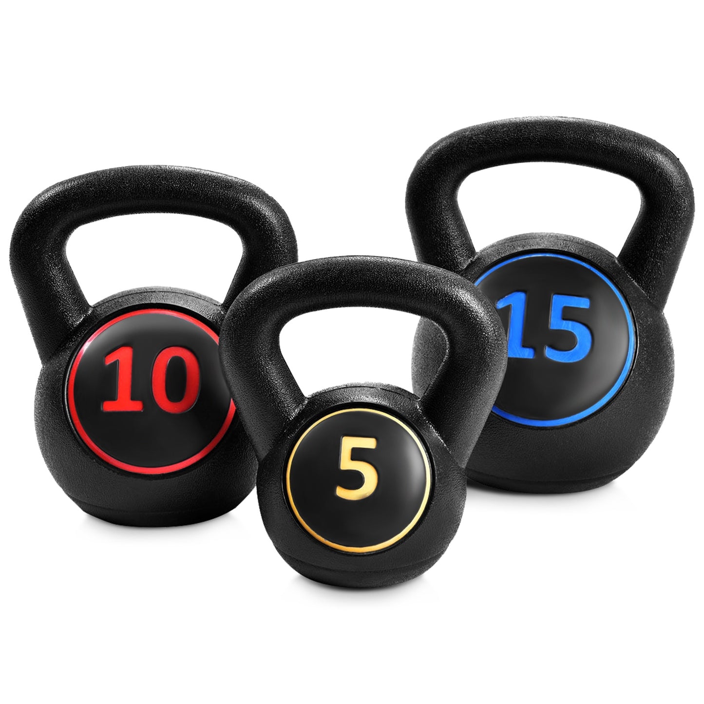 Kettlebell Weight Set - 3 Pieces (5, 10, 15 lbs) for Strength Training