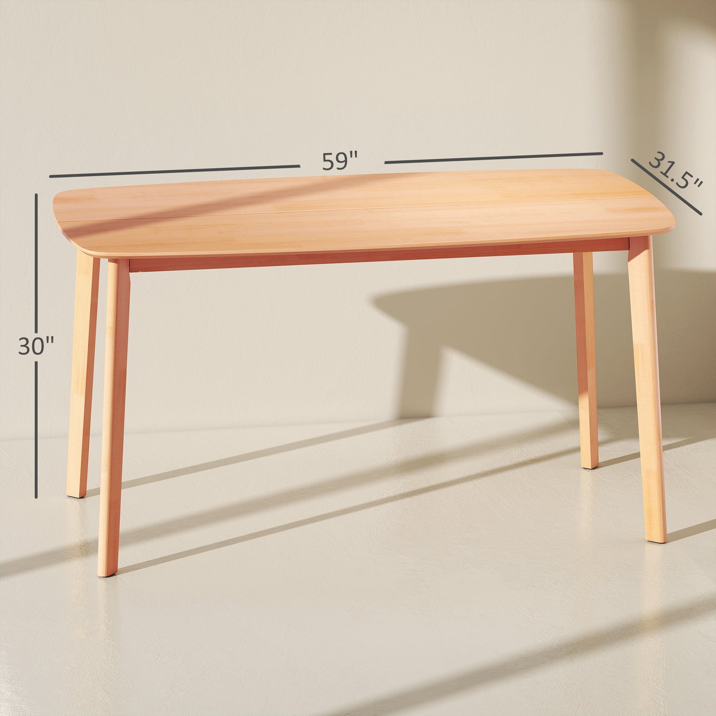 Rustic Pine Wood Dining Table for 6 - 59" Rectangular