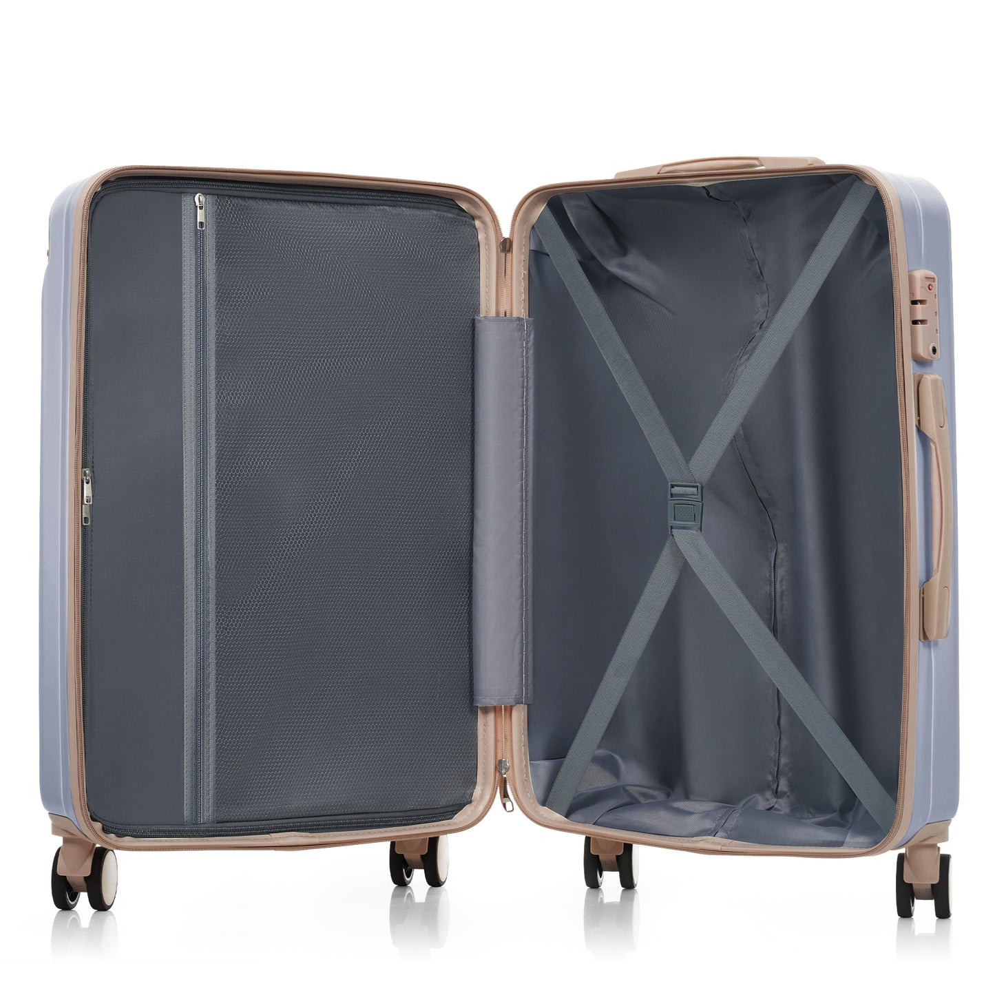 Premium ABS 3-Piece Travel Luggage Set with TSA Locks - Light Blue