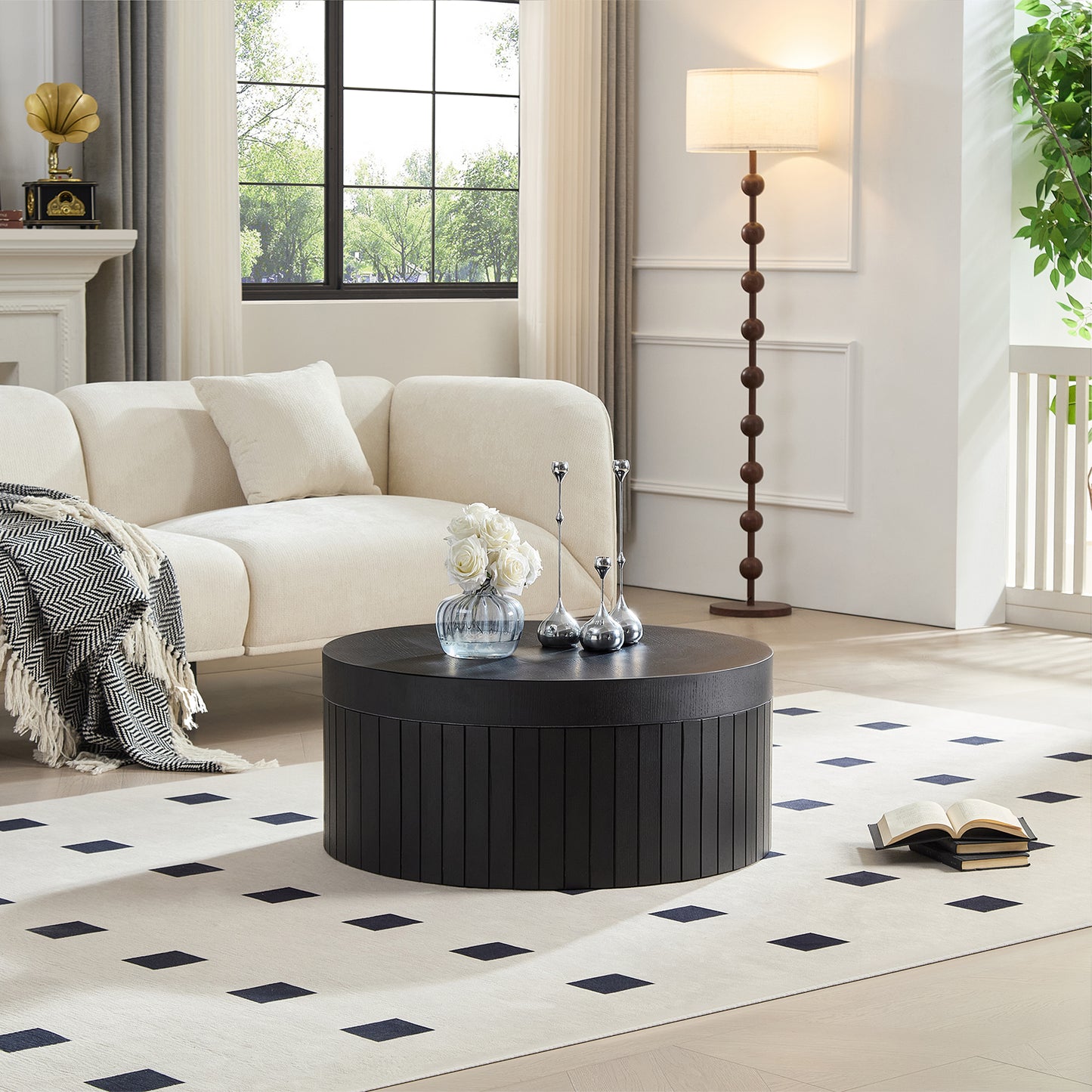 Modern Round Coffee Table With Storage Accent Tea For Living Room