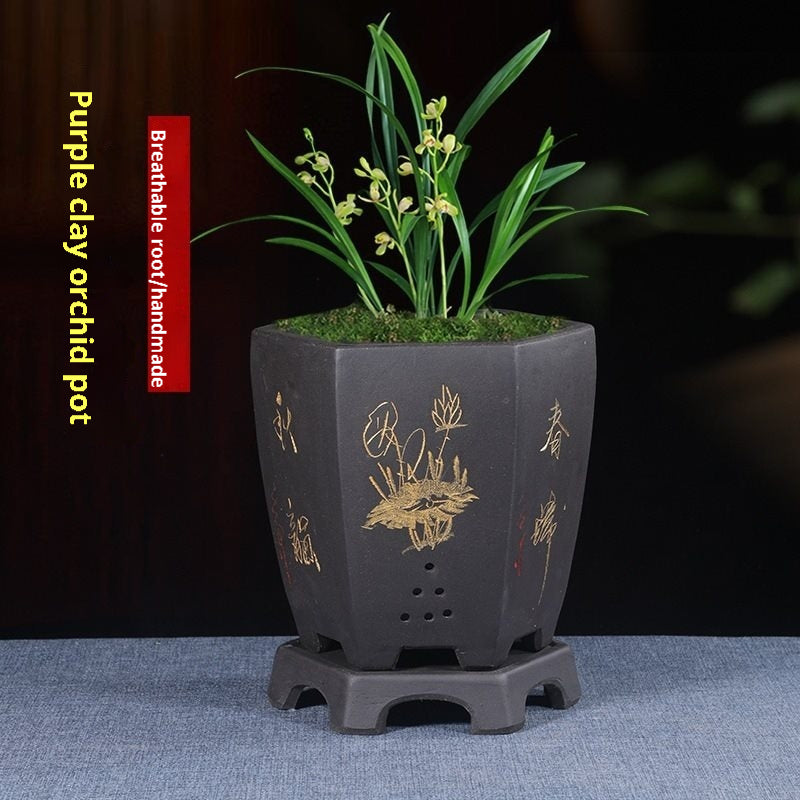 Hexagonal Large Ceramic Flowerpot for Home Garden Indoor Outdoor