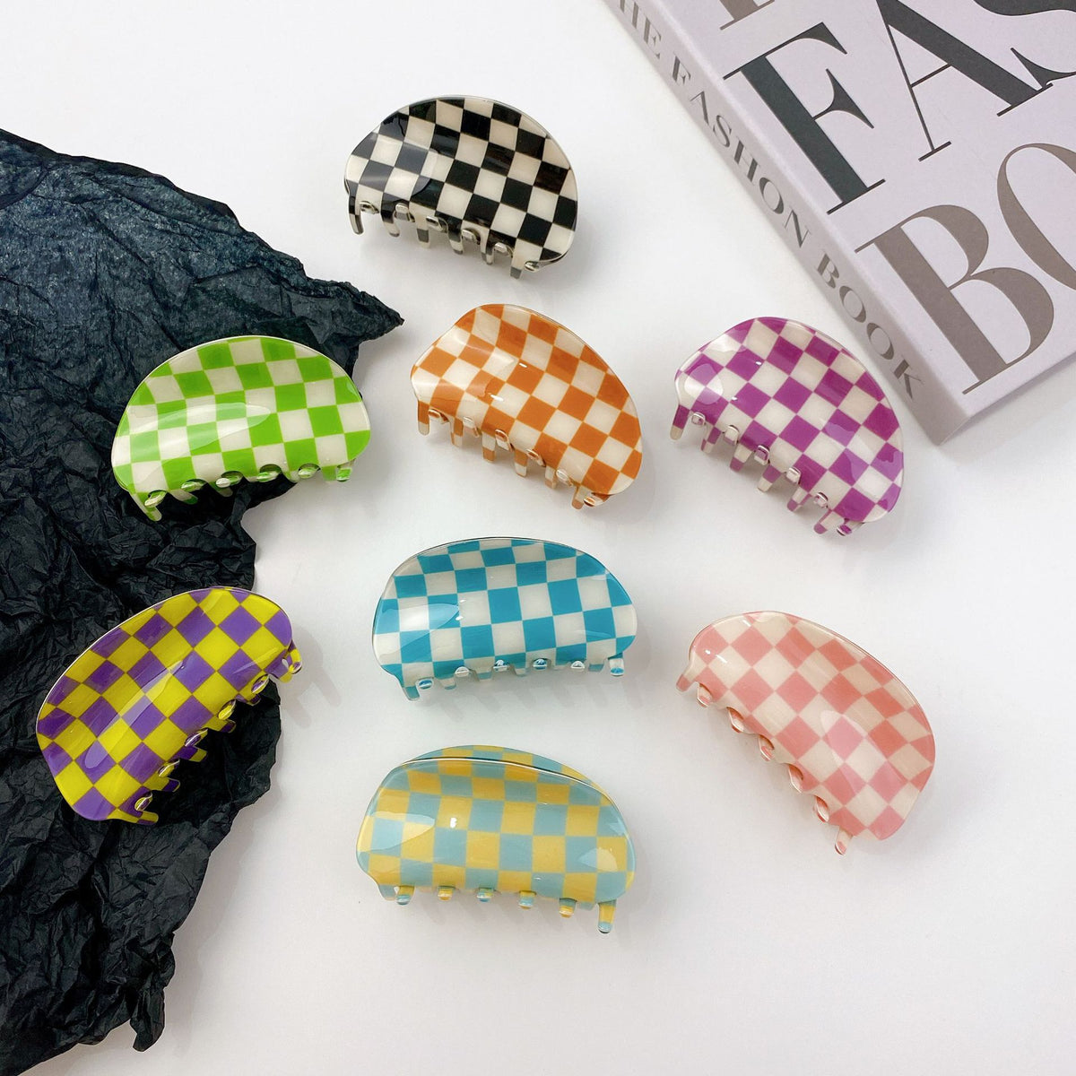 Checkerboard Grip Clip Hair Clip - Multiple Colors