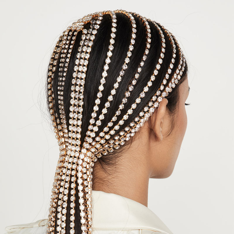 Crystal Studded Headband - Geometric Alloy