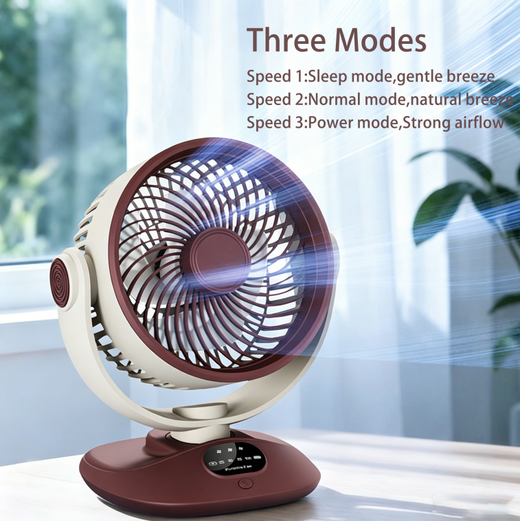 2400mAh Desktop Fan with Adjustable Speed and Tilt for Home Office
