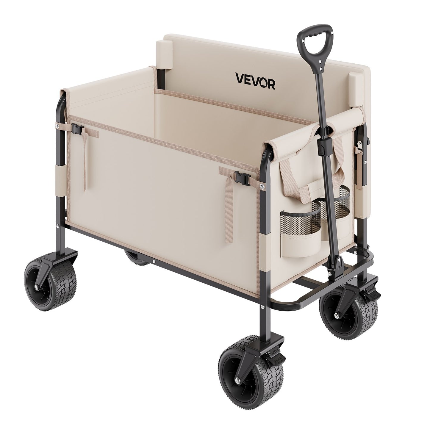 Foldable Wagon Cart with Bench Conversion - Heavy Duty Utility Cart 550lb Load