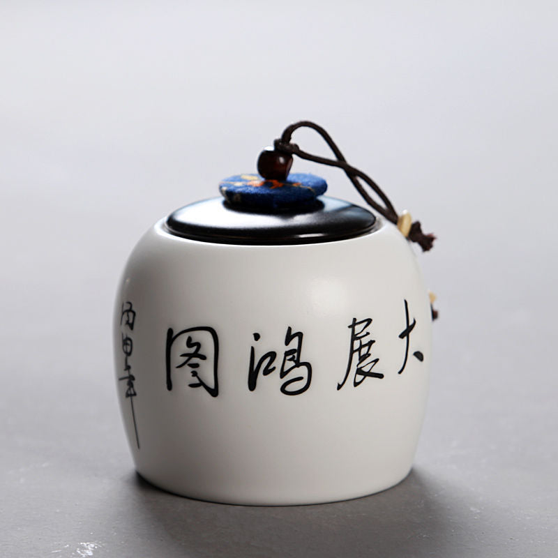 Ceramic Tea Pot Small Airtight Storage Jar - Purple Sand, 10x9cm