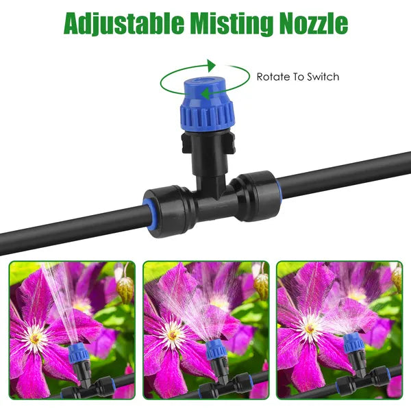 75FT Drip Irrigation System with Adjustable Misting Nozzles