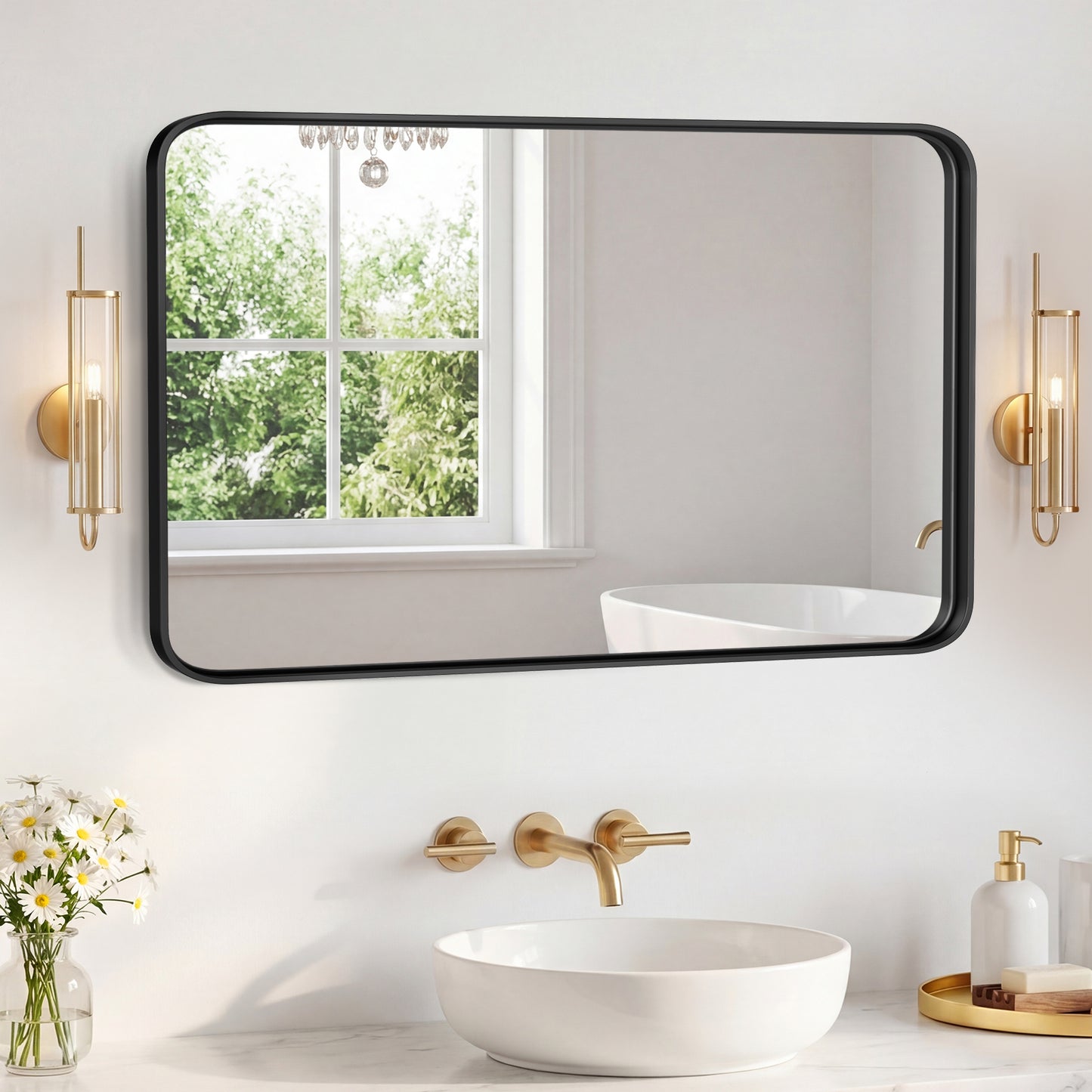 Rectangular Metal Frame Wall Mirror - Modern Decorative Home Decor