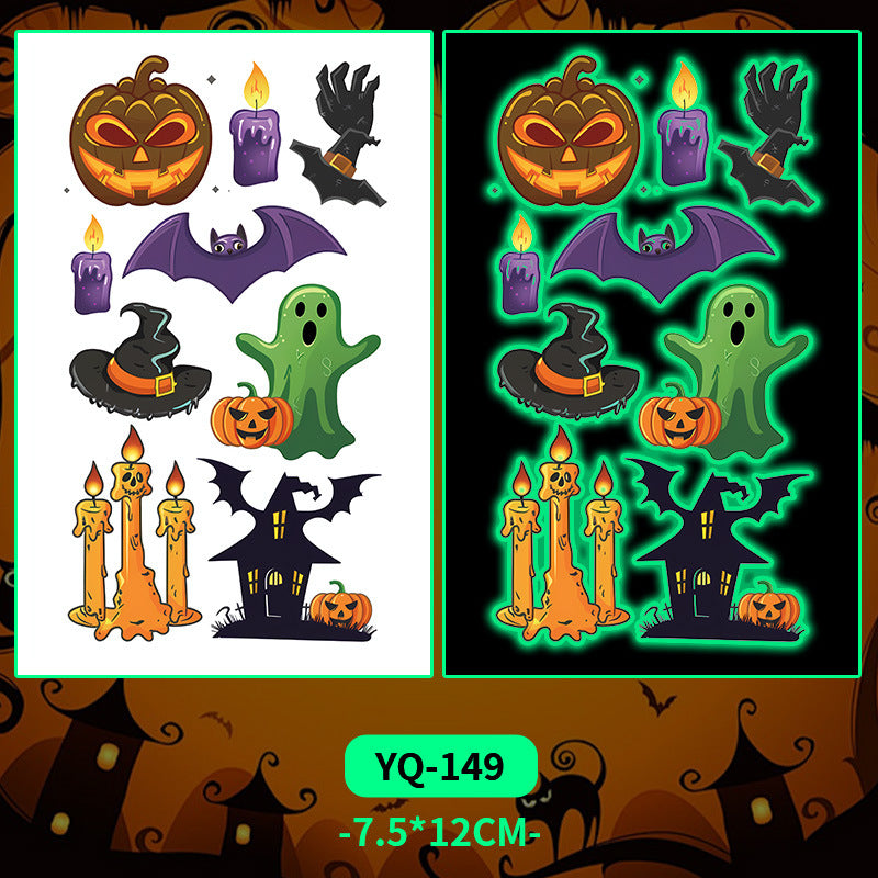 Glow-in-the-Dark Colorful Tattoo Stickers for Halloween & Parties