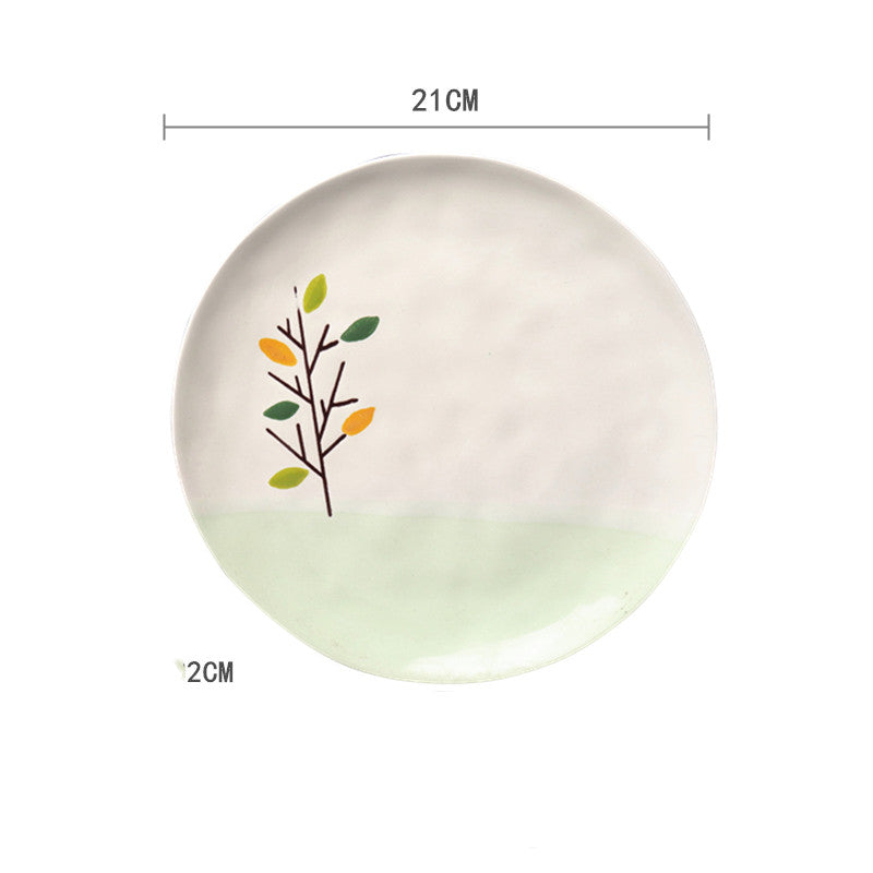 Ceramic Hand-Painted Western Style Breakfast Plate 8 Inch Microwave Safe