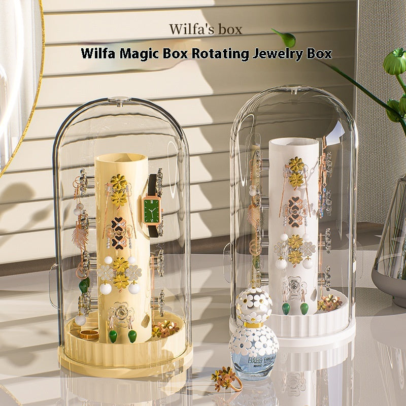 Large Capacity Jewelry Storage Box with Rotating Door - Clear or Colorful Variants