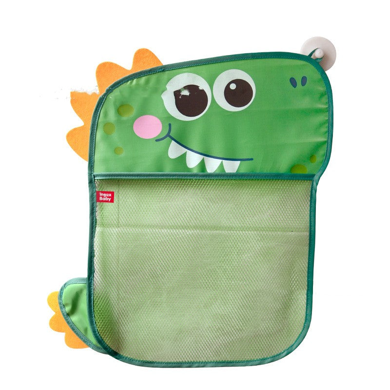 Waterproof Dinosaur Mesh Storage Bag for Bathroom with Suction Cup - Cartoon Baby Organizer