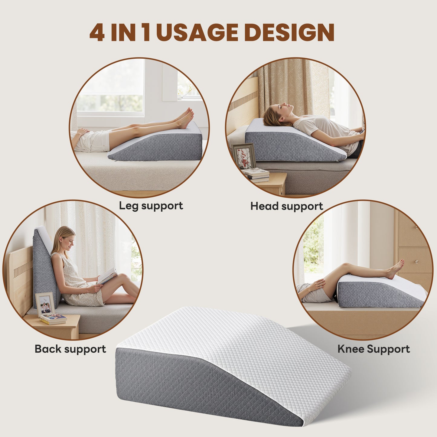 Memory Foam Wedge Pillow - Versatile Support for Comfort