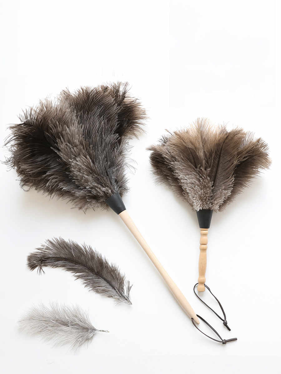 Feather Duster Household Cleaning Brush White Beech Handle Japanese Style