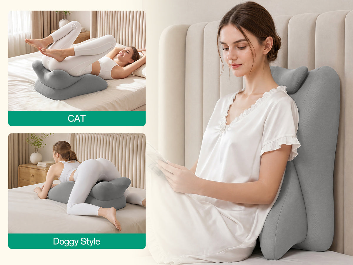 Ergonomic Memory Foam Support Pillow for Couples - Grey