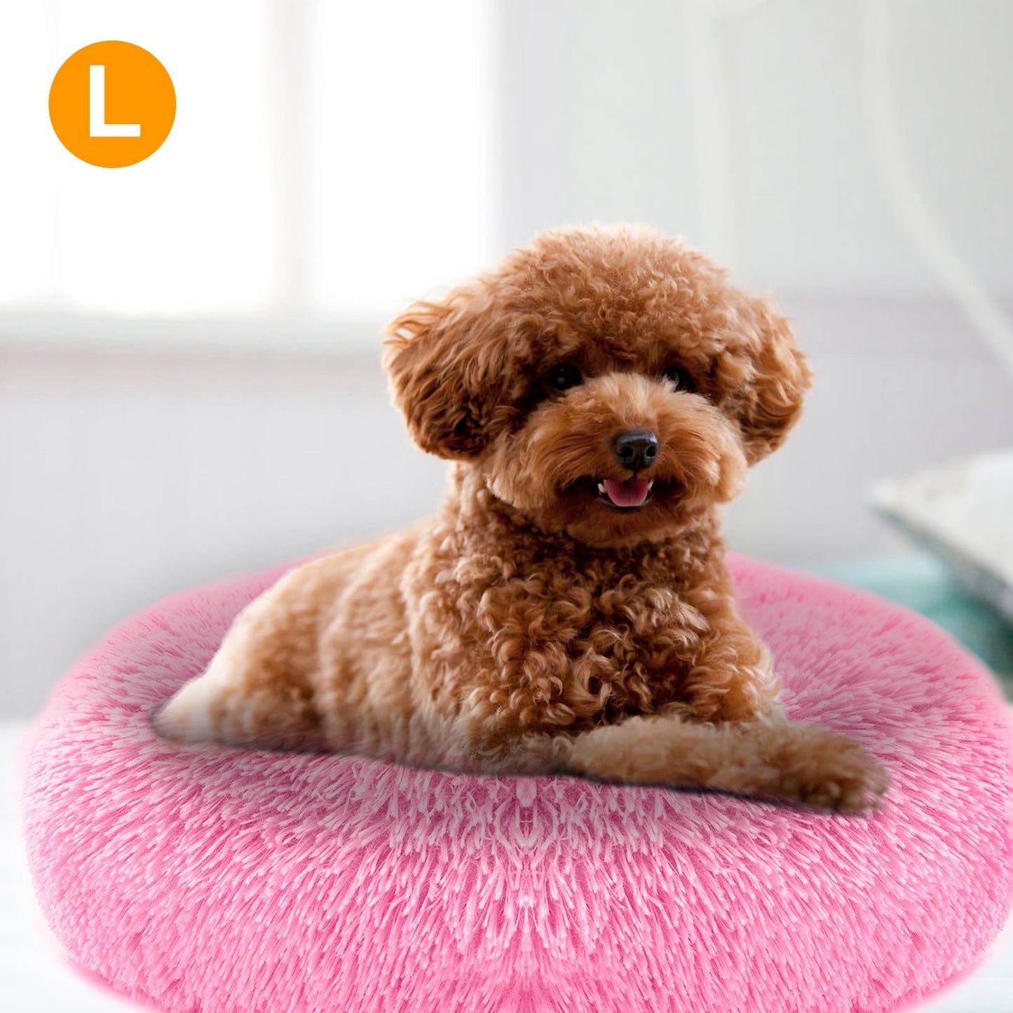 Soft Warm Plush Dog & Cat Bed with Supportive Rim and Non-Slip Bottom