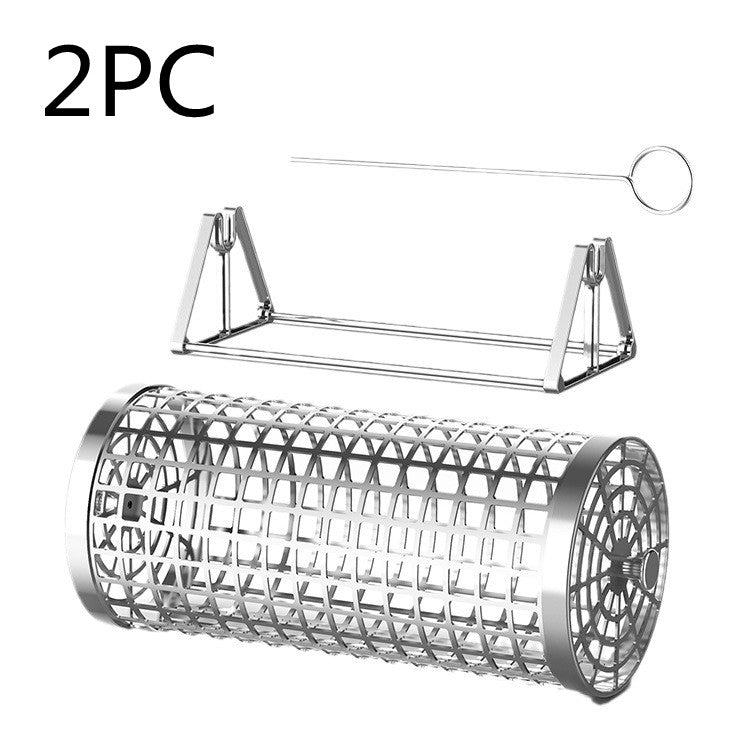 Portable Stainless Steel BBQ Grill Basket for Outdoor Smoking and Grilling