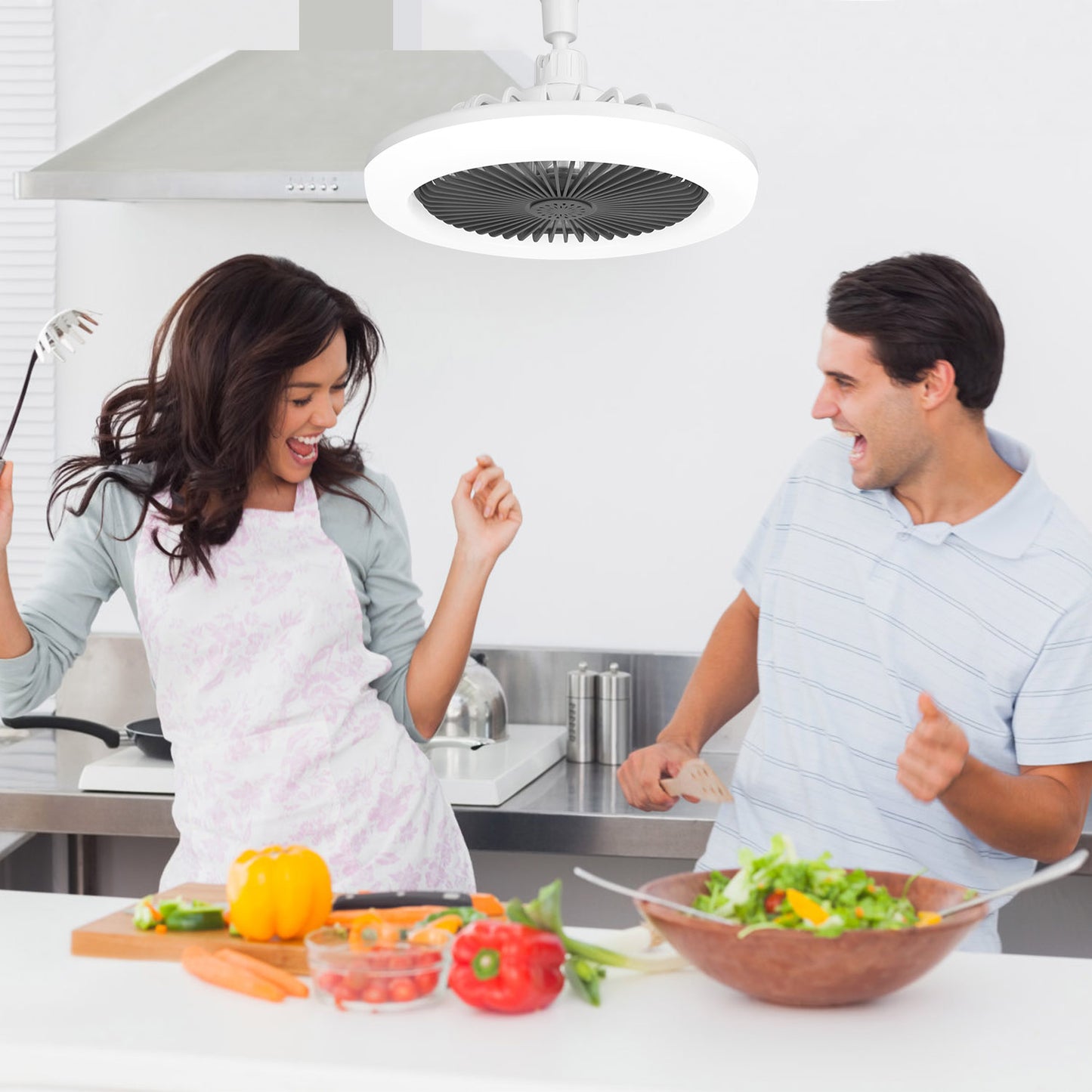 LED Ceiling Fan with Dimmable Lights Remote Control 9.44in E27 Socket