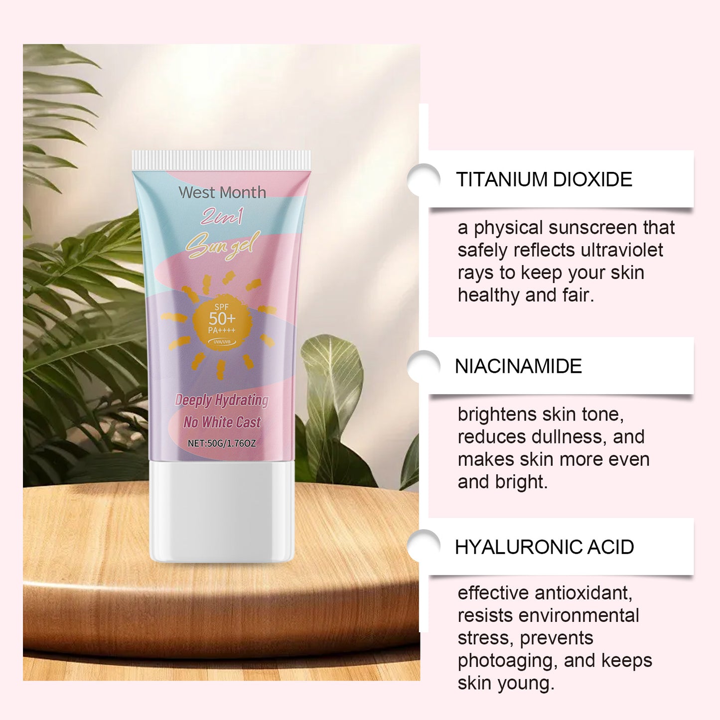 2-In-1 Protective Sunscreen Lotion - Brightening Facial Moisturizer, 50g