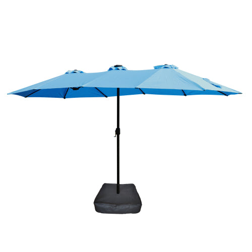 15x9ft Double-Sided Rectangular Patio Market Umbrella - Blue