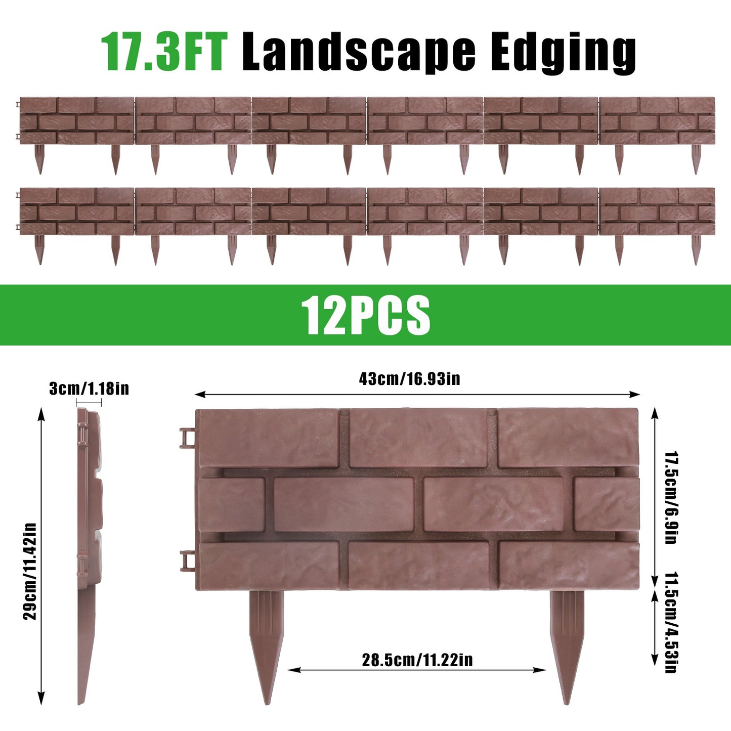 12PCS Flexible Stone Border Fence Edging for Garden Pathways