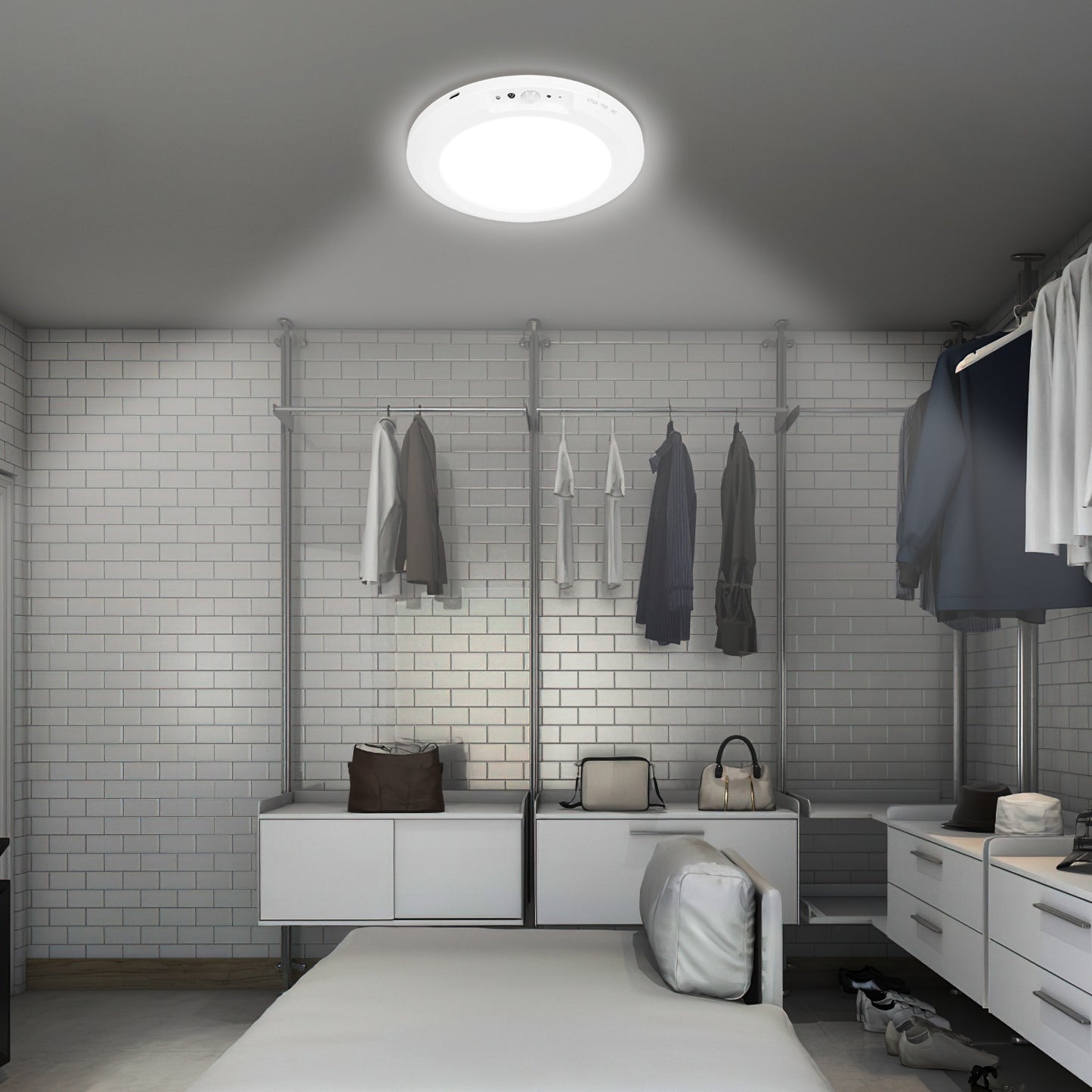 Rechargeable Magnetic Ceiling Light with Motion Sensor & Remote - Dimmable, Timer, 3 Color Temp
