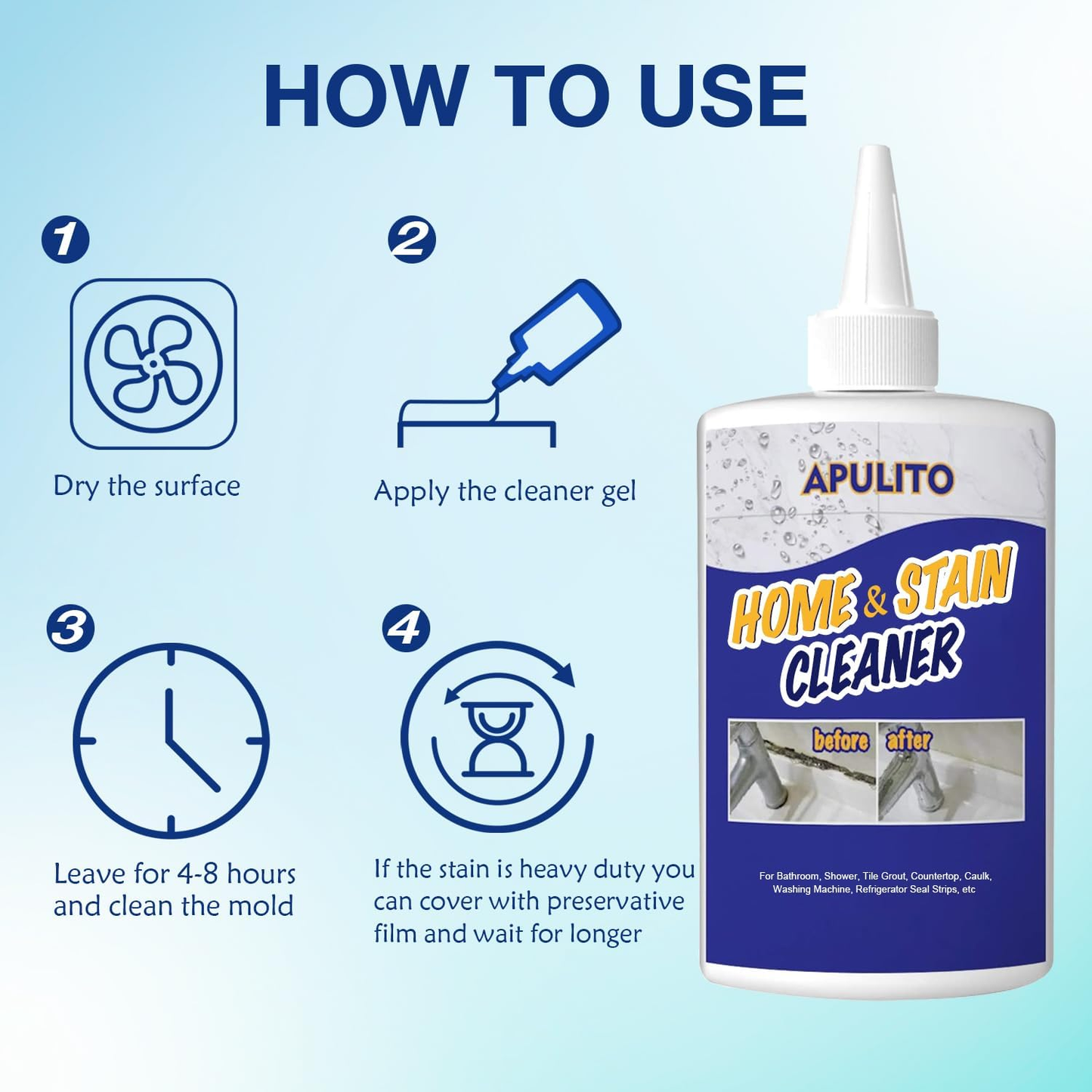 Multipurpose Bathroom and Kitchen Tile Grout Cleaner Gel 10 Fl Oz