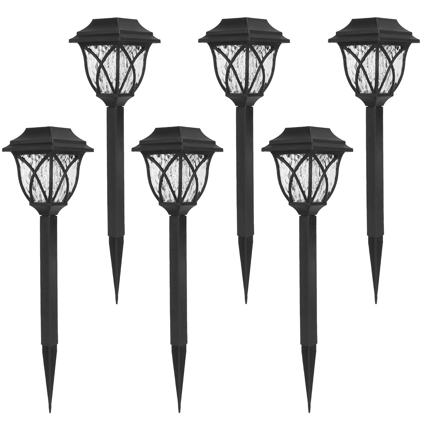 6 Pack Solar Powered Outdoor Pathway Lights Waterproof Landscape Garden Lamps