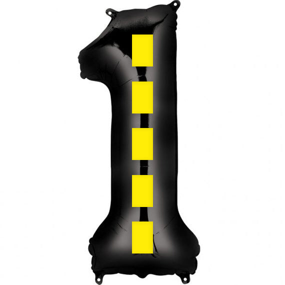 Oversized Number Balloon Set 40 Inch Black Yellow Dotted Party Decor