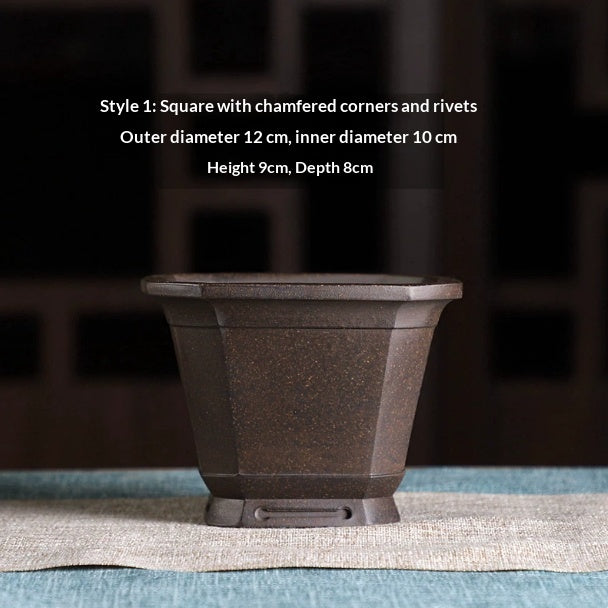 Indoor Plant Flower Pot Set with Multiple Styles and Drainage Holes - Small Yixing Clay Planters