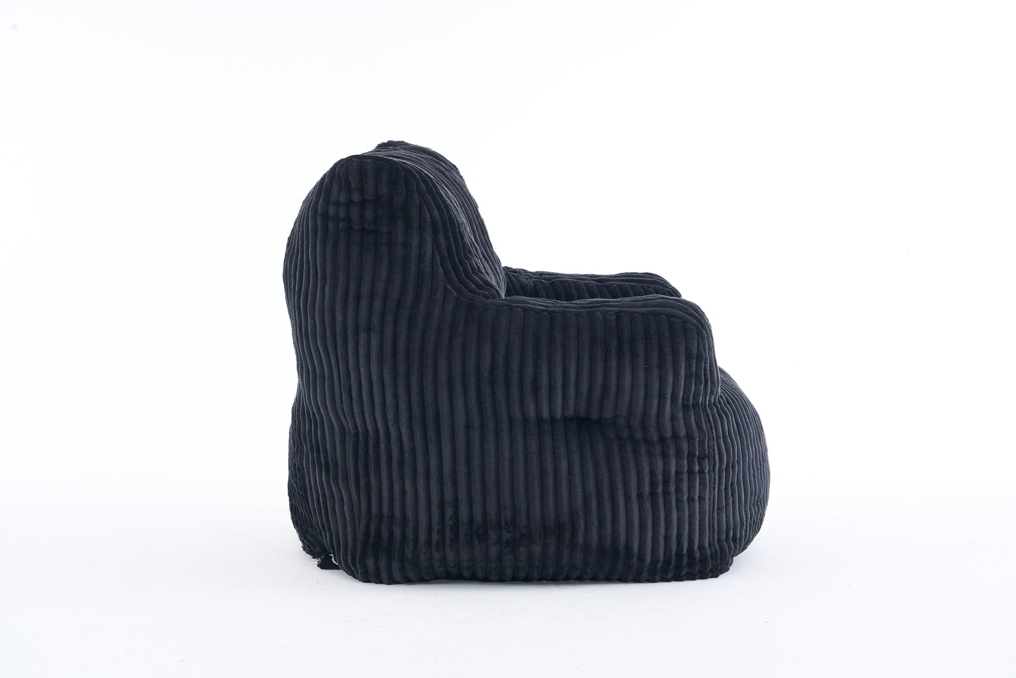 Soft Fluffy Corduroy Bean Bag Chair with Memory Foam - Black