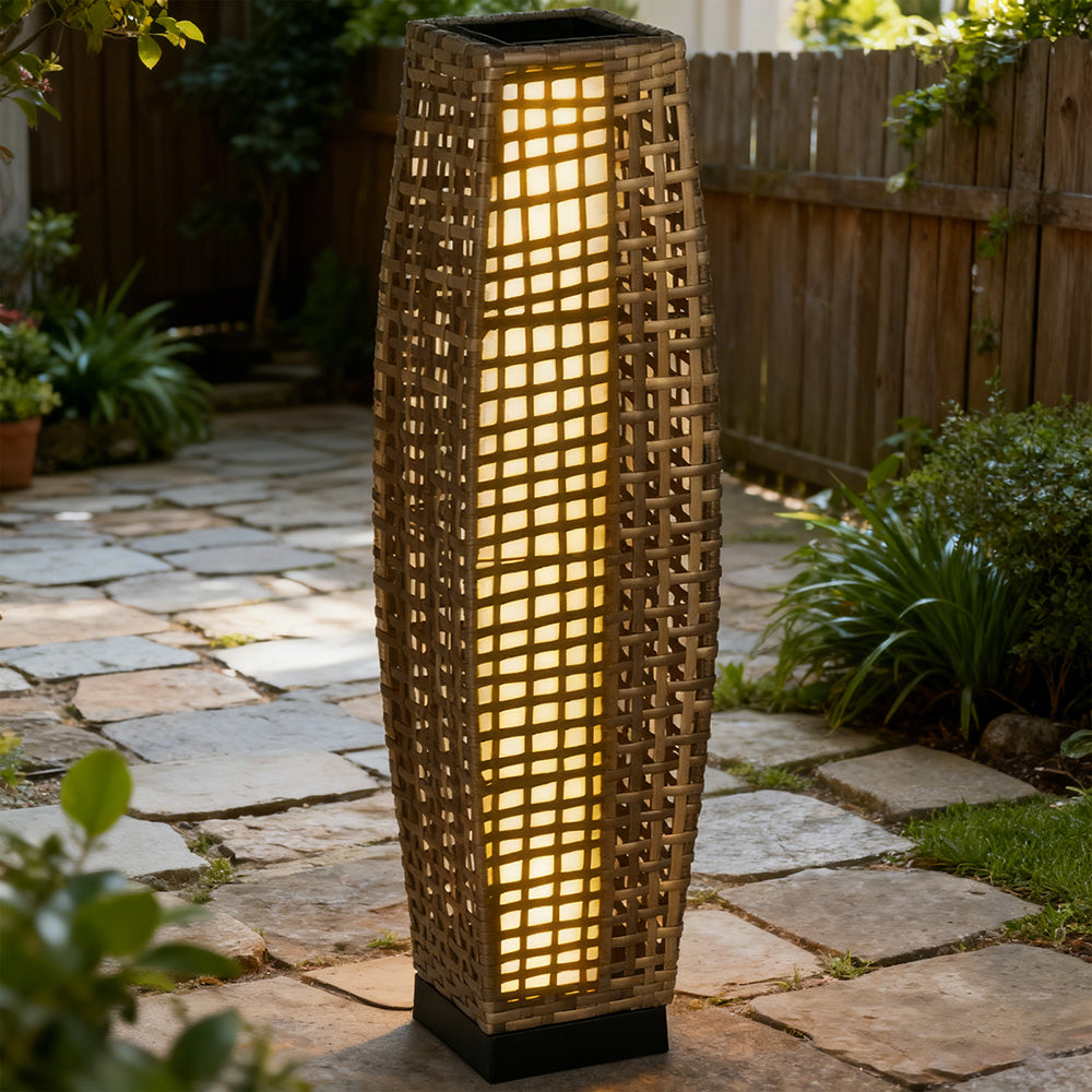 Gray Solar Floor Lamp Outdoor Waterproof Pathway Light Garden Lantern