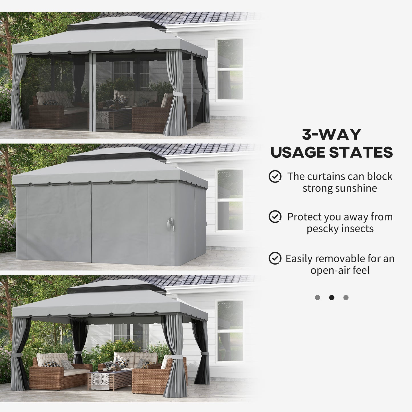 10x13 Outdoor Patio Gazebo Canopy with Double Roof & Curtains