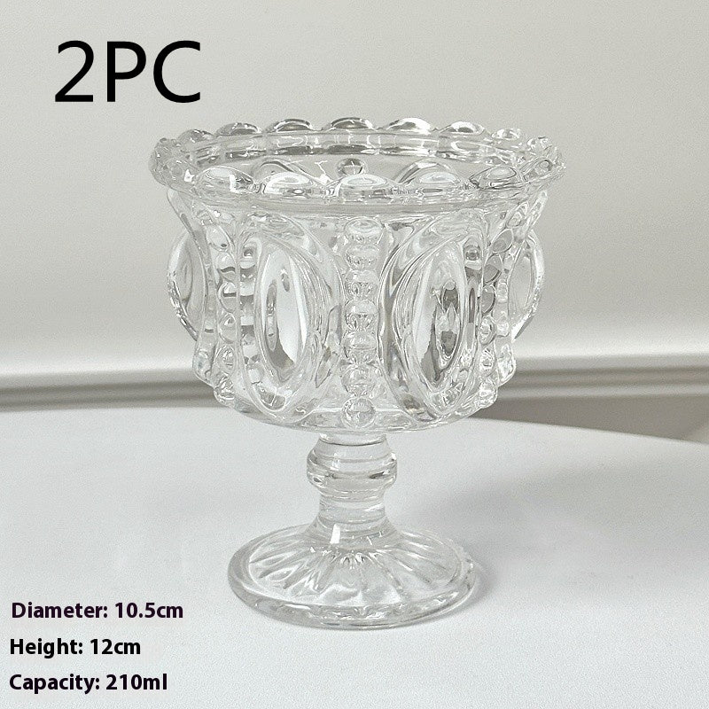 European Style Carved Glass Drinkware - 210ml Home Bar Glasses Set