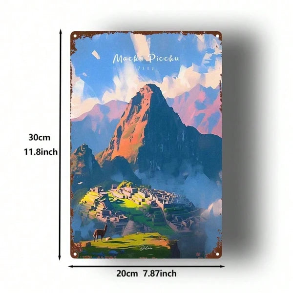 Machu Picchu Metal Sign - Vintage Peruvian Wall Art 8x12 Inch