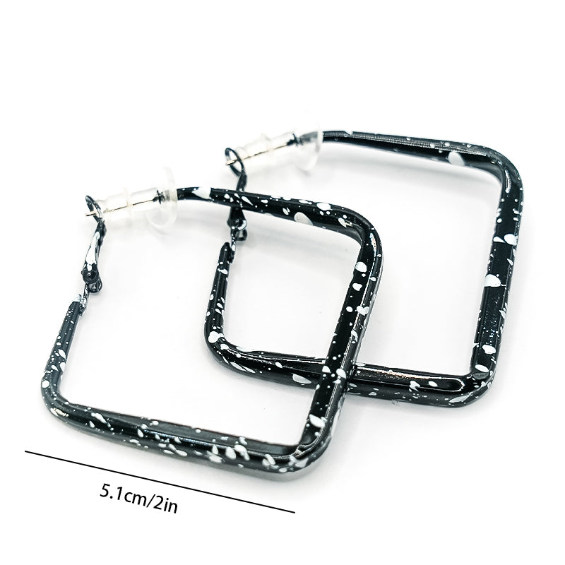 Square Black and White Earrings - Stylish Statement Jewelry