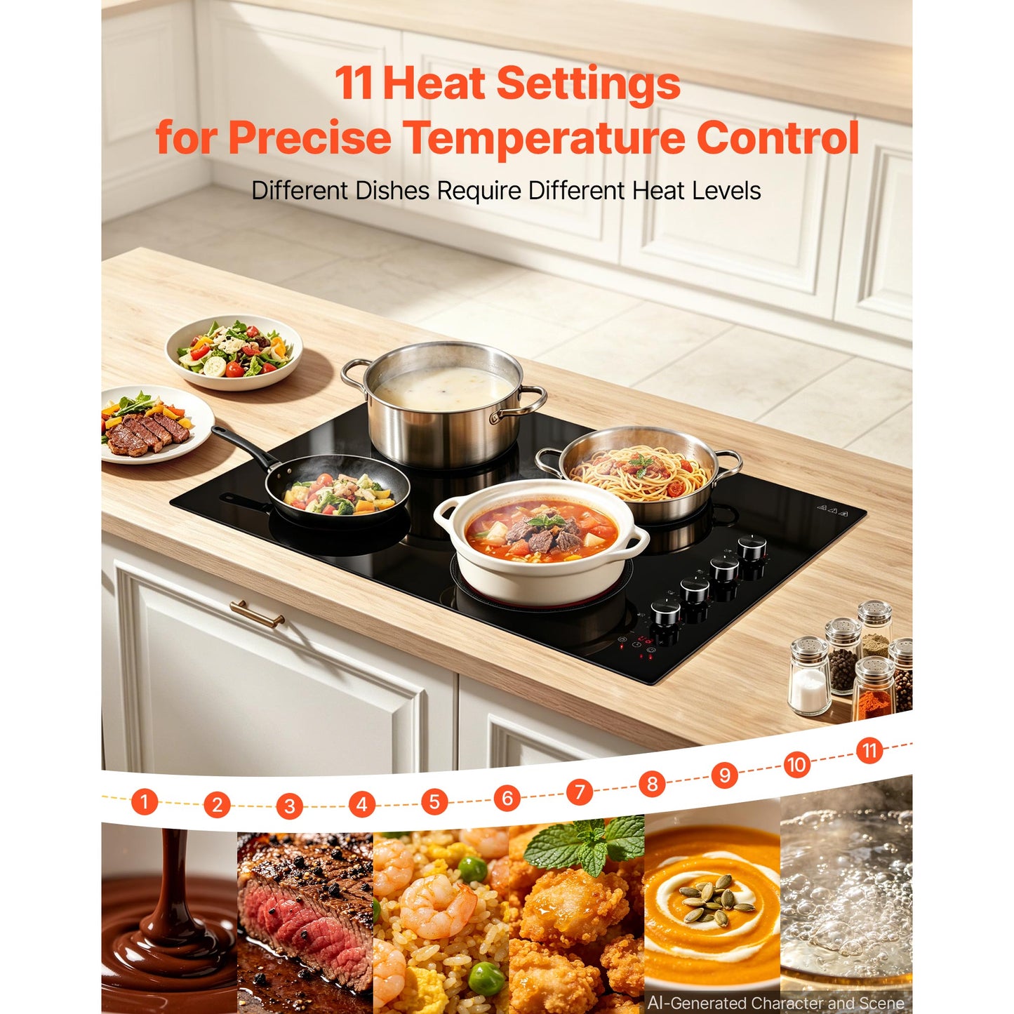 30 Inch Electric Cooktop 4 Burners 6700W Ceramic Built-in Stove with Touch Control