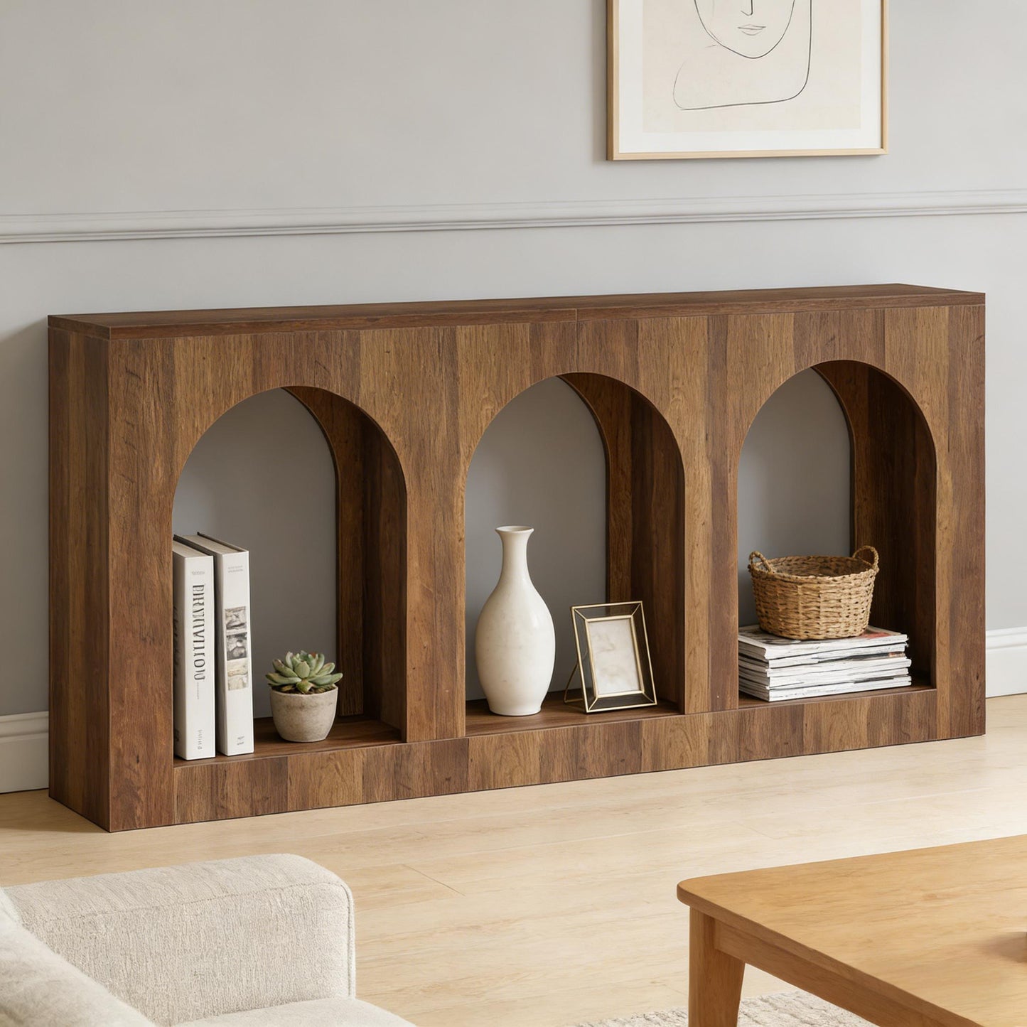 Stylish Arched Console Table - Brown Entryway Table